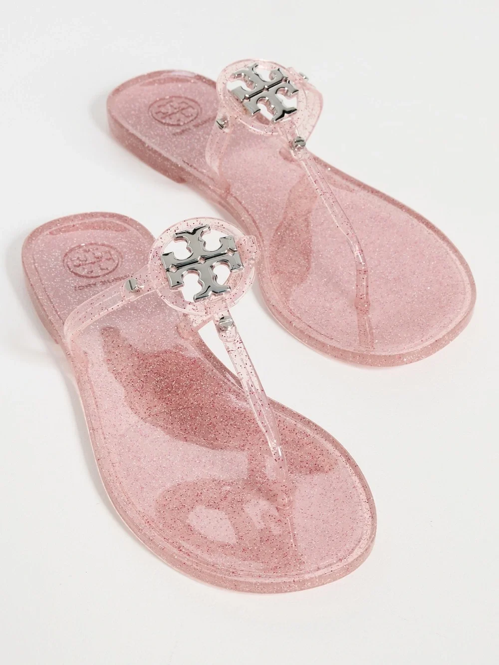 Tory Burch Pink Glitter Jelly Mini Miller Thong Sandals